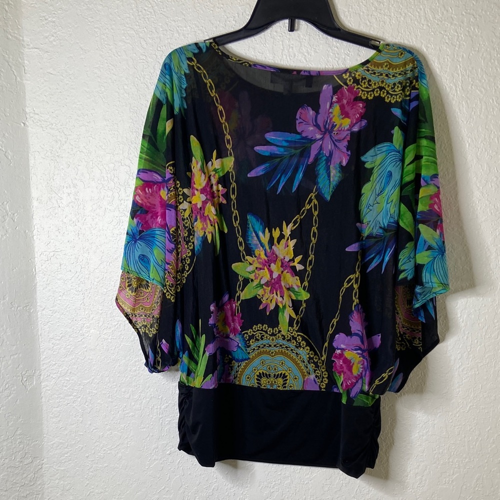 Jennifer Lopez Black Multicolor Floral Blouse - Picture 5 of 6